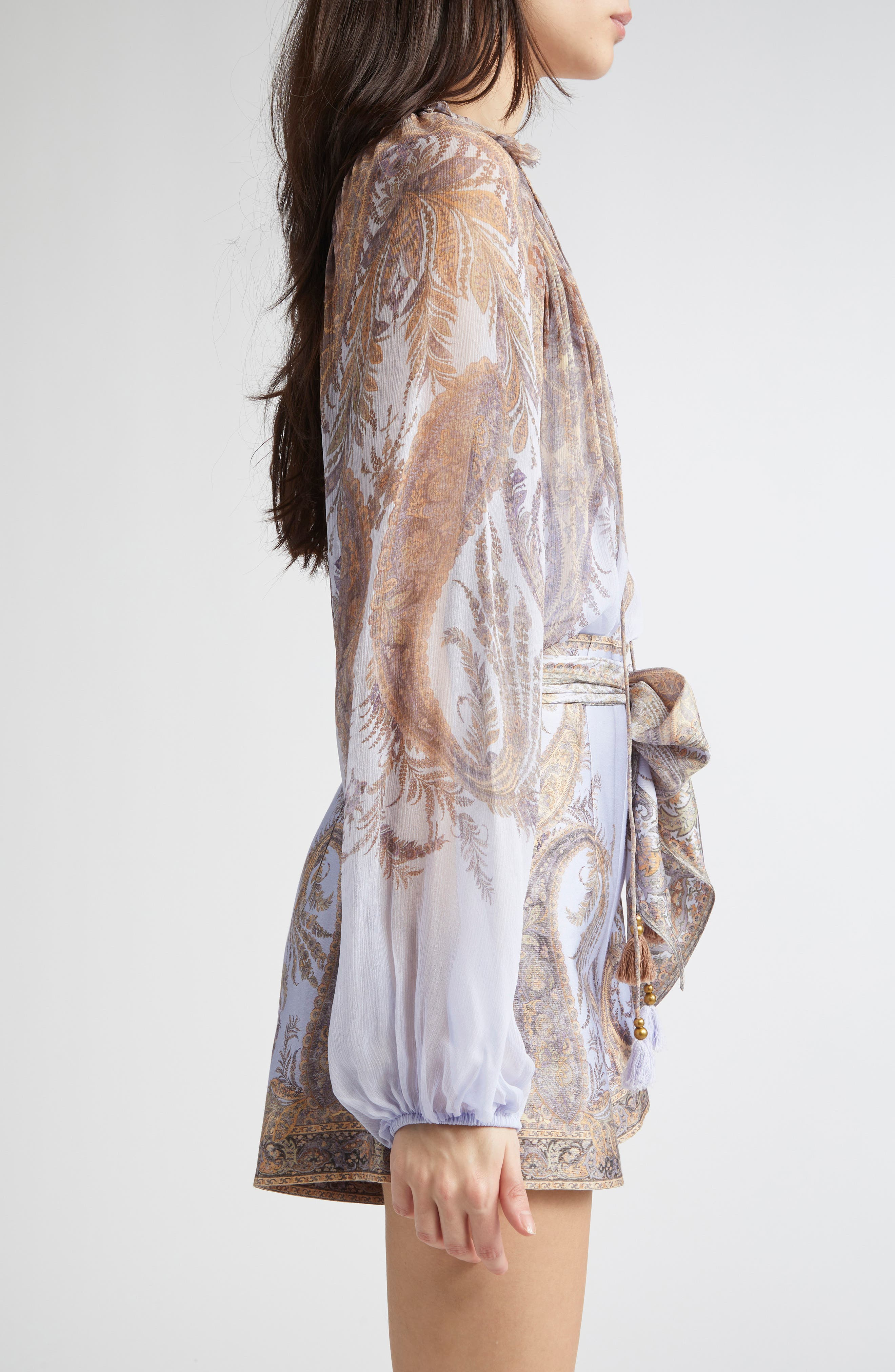 Zimmermann Hypnotic Paisley Split Neck Top in Lilac Paisley at Nordstrom - 4