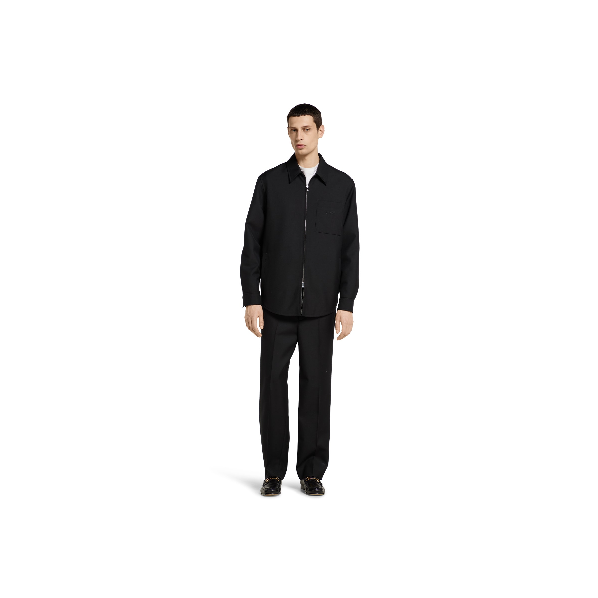 Wool twill zip overshirt - 2