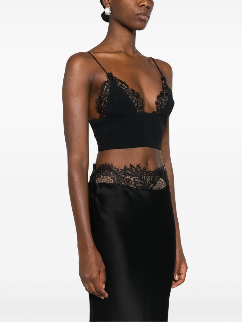 lace-detail cropped top - 3