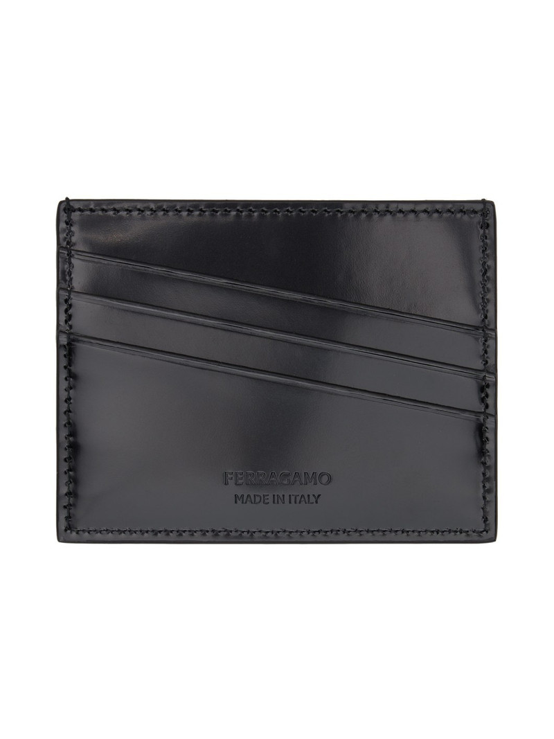 FERRAGAMO Black Embossed Card Holder outlook