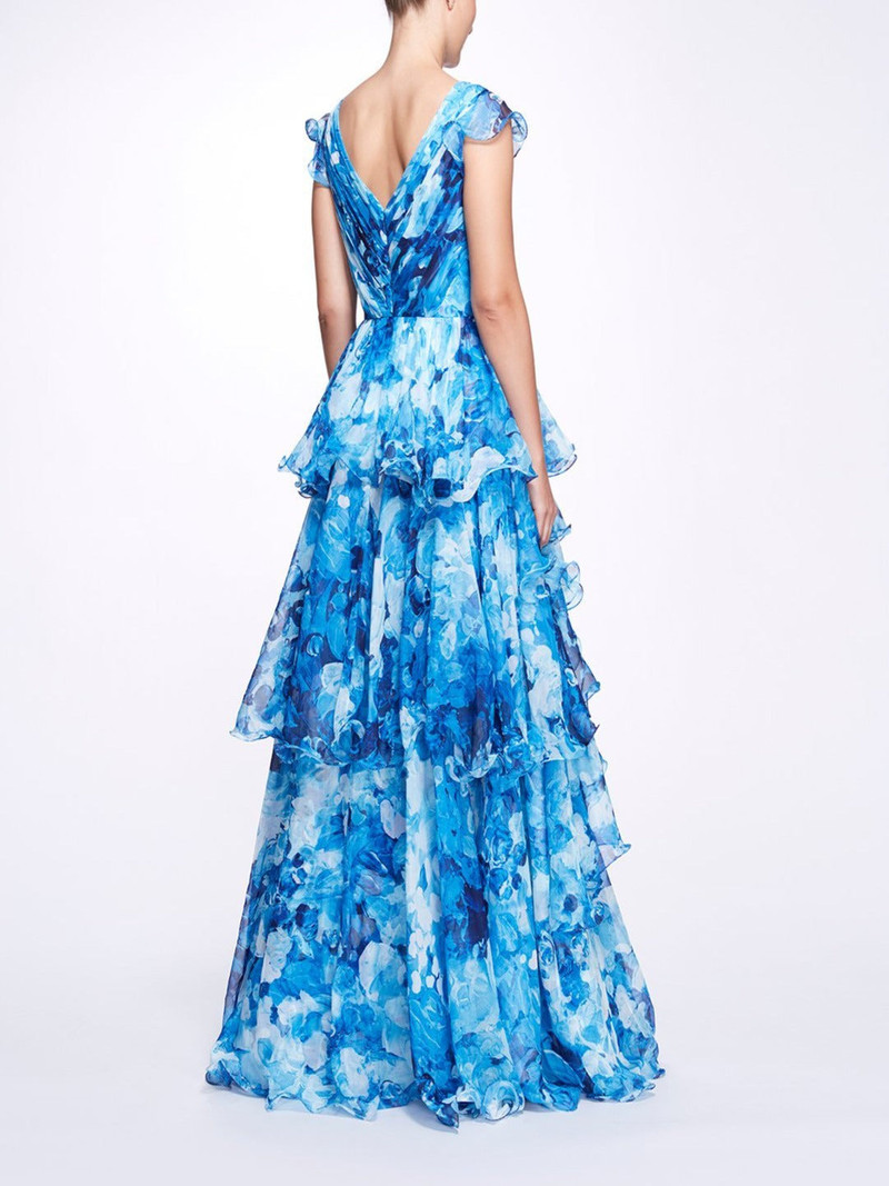 SLEEVELESS V-NECK TIERED GOWN 3