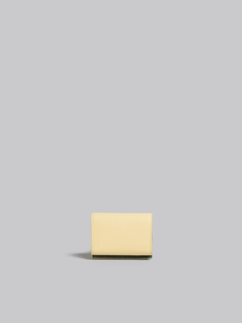 LIGHT YELLOW LEATHER TRIFOLD VENICE WALLET WITH MARBLED INTERIOR - 3