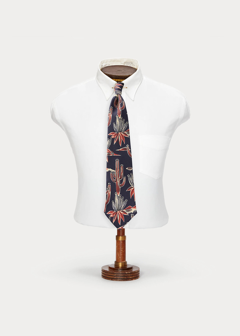 Handmade Cactus-Print Silk Tie 1