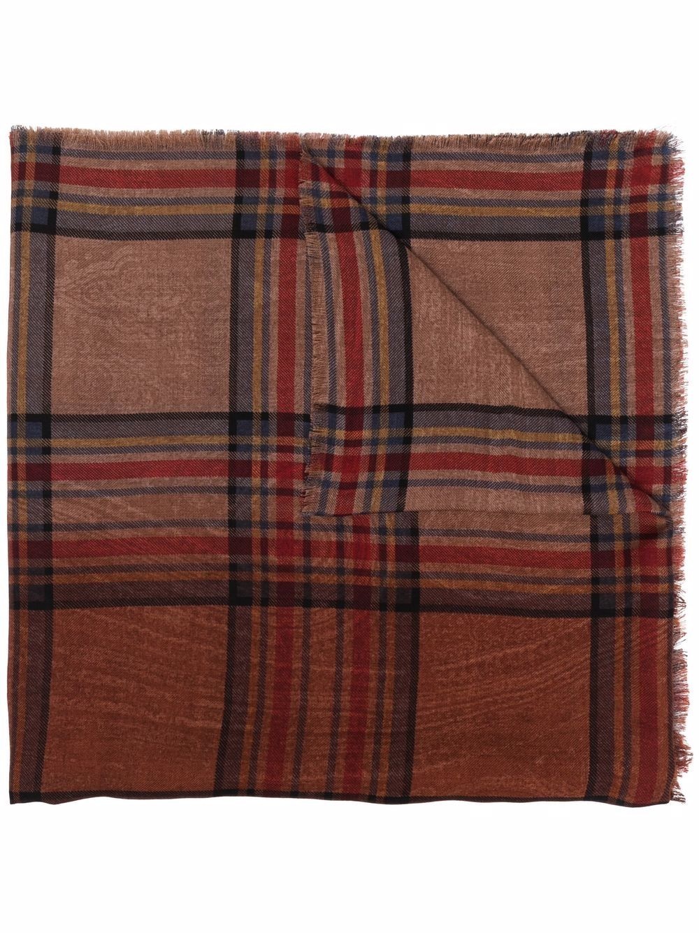 plaid long wool scarf - 1