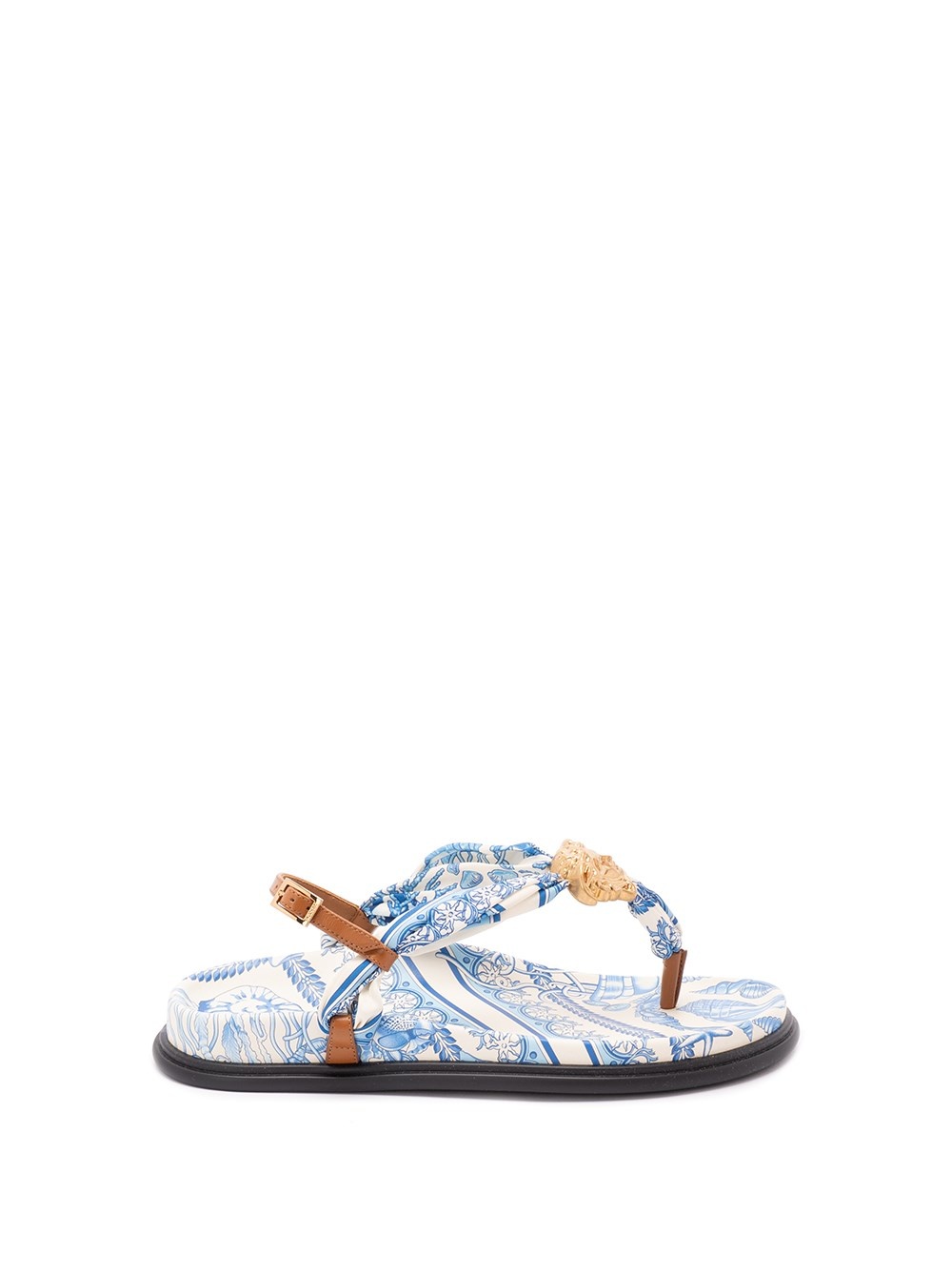 Fabric And Calf Leather Sandals - 1