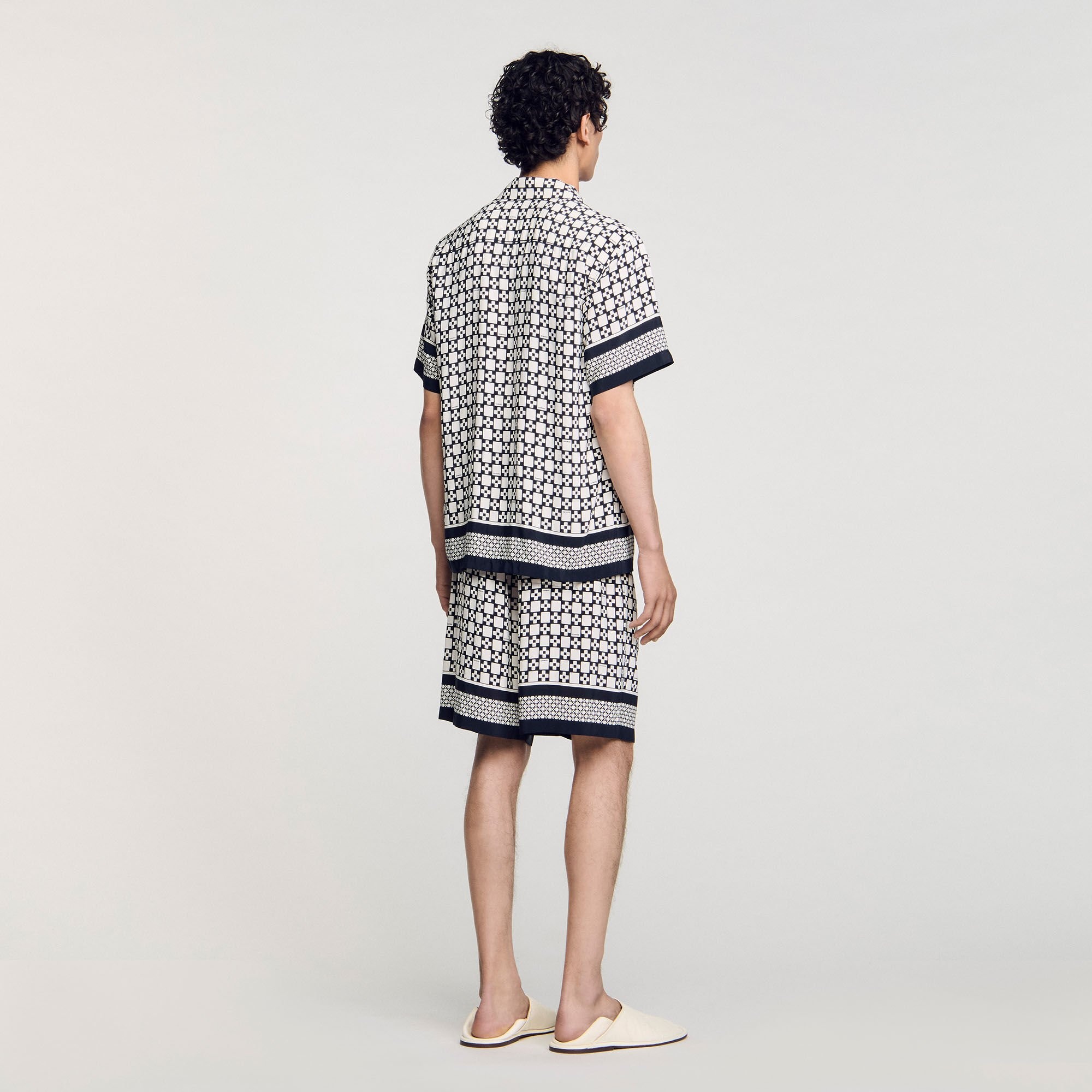 SQUARE CROSS MOTIF FLOWING SHIRT - 5