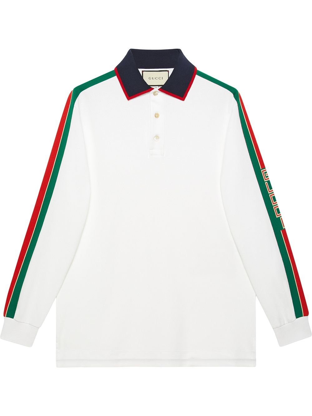 Cotton polo with Gucci stripe white - 1