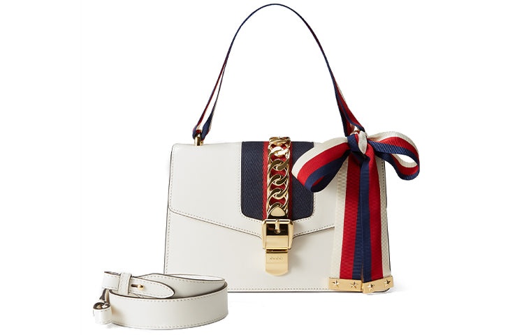 (WMNS) Gucci Sylvie Series Satchel Small White 421882-CVLEG-8605 - 8