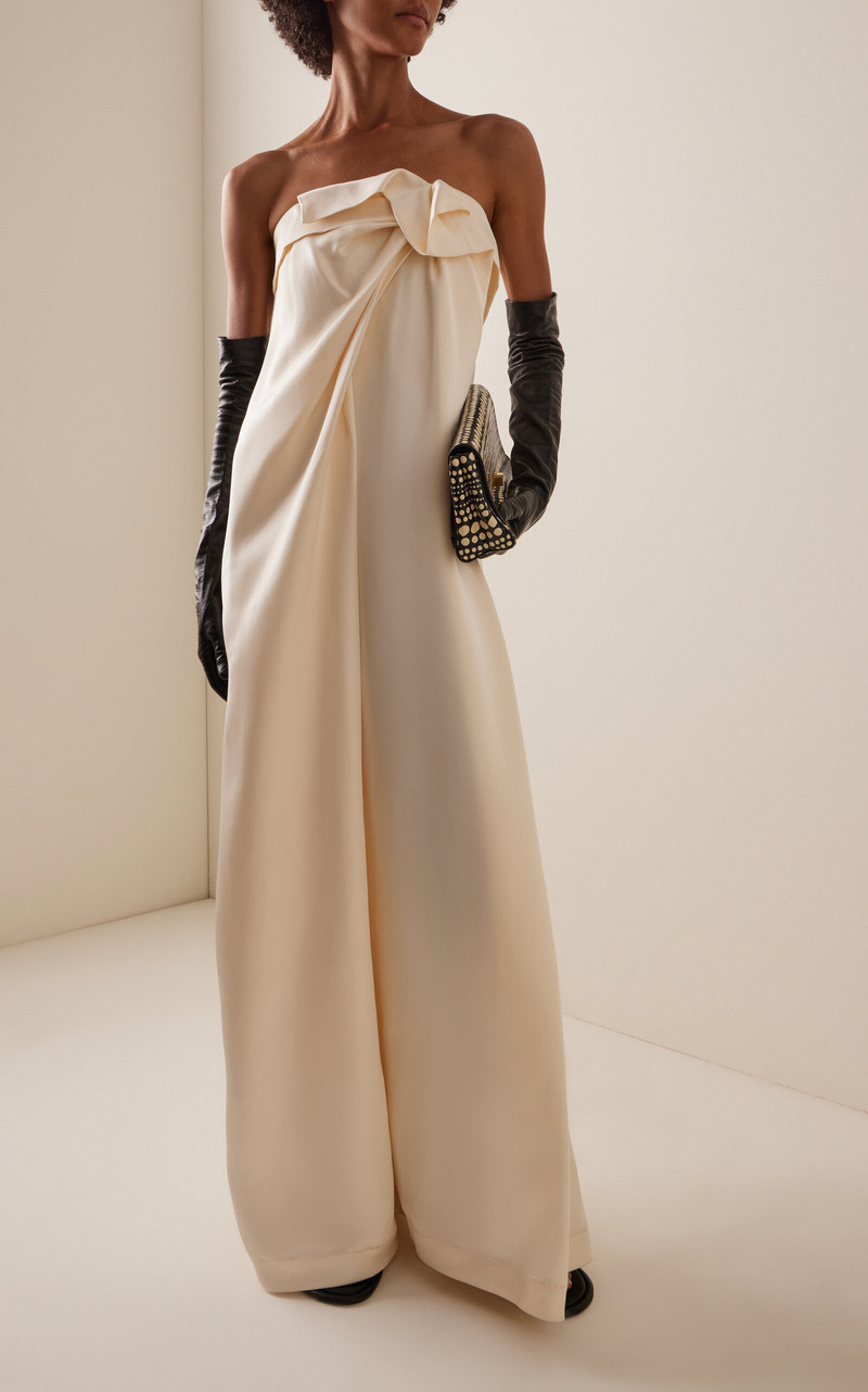 HEIRLOME Manuela Bow-Detailed Silk-Satin Gown ivory outlook