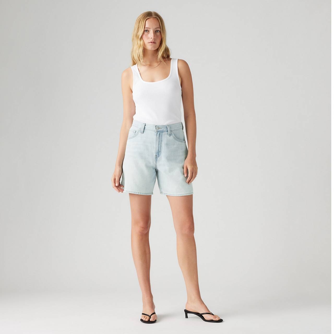 HIGH RISE BAGGY LINEN+ DENIM LIGHTWEIGHT WOMEN'S SHORTS - 2