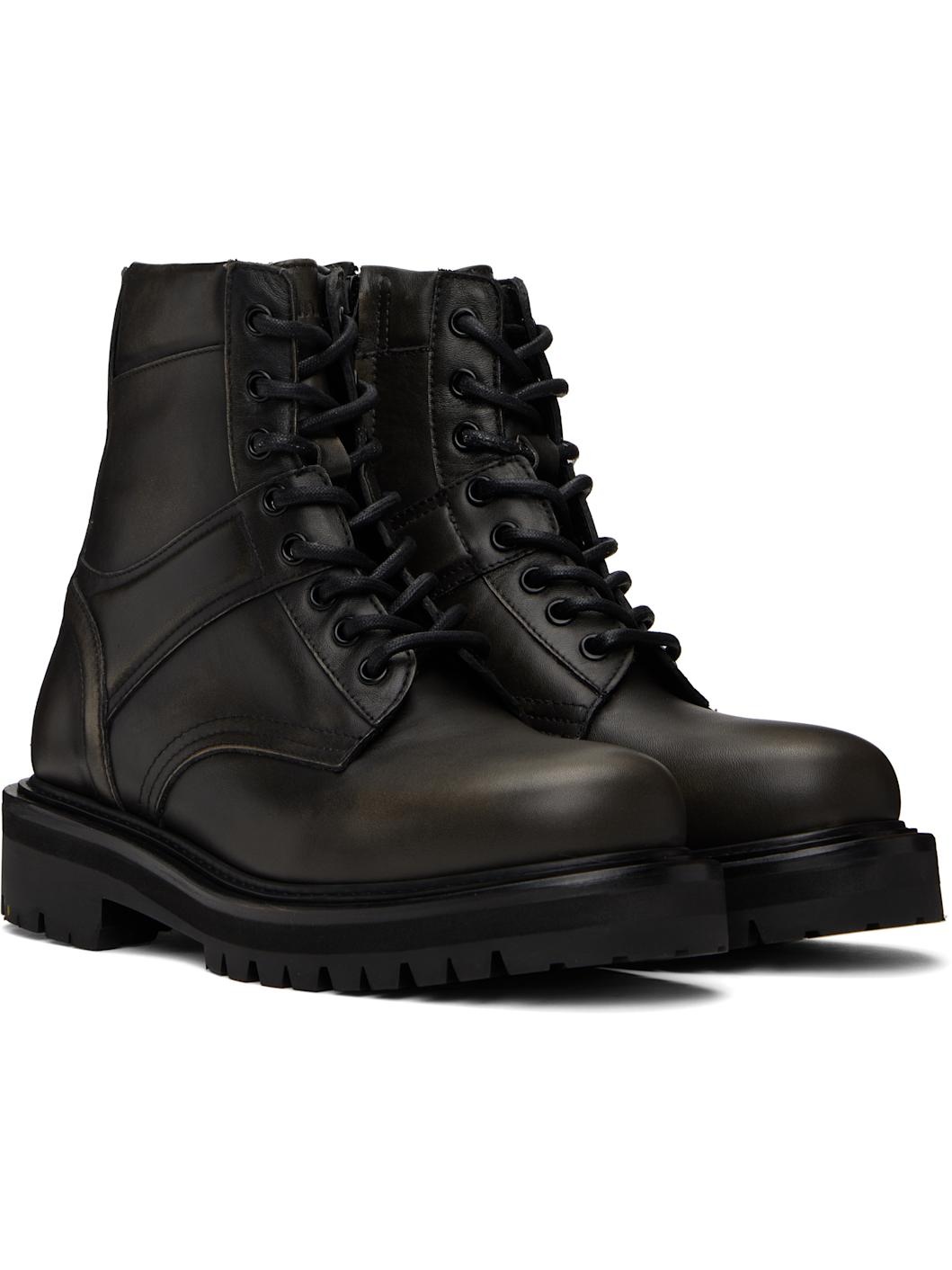 Black Vibram Sole Military Boots - 4