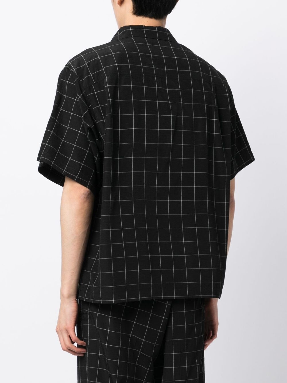 check-pattern silk-blend shirt - 4