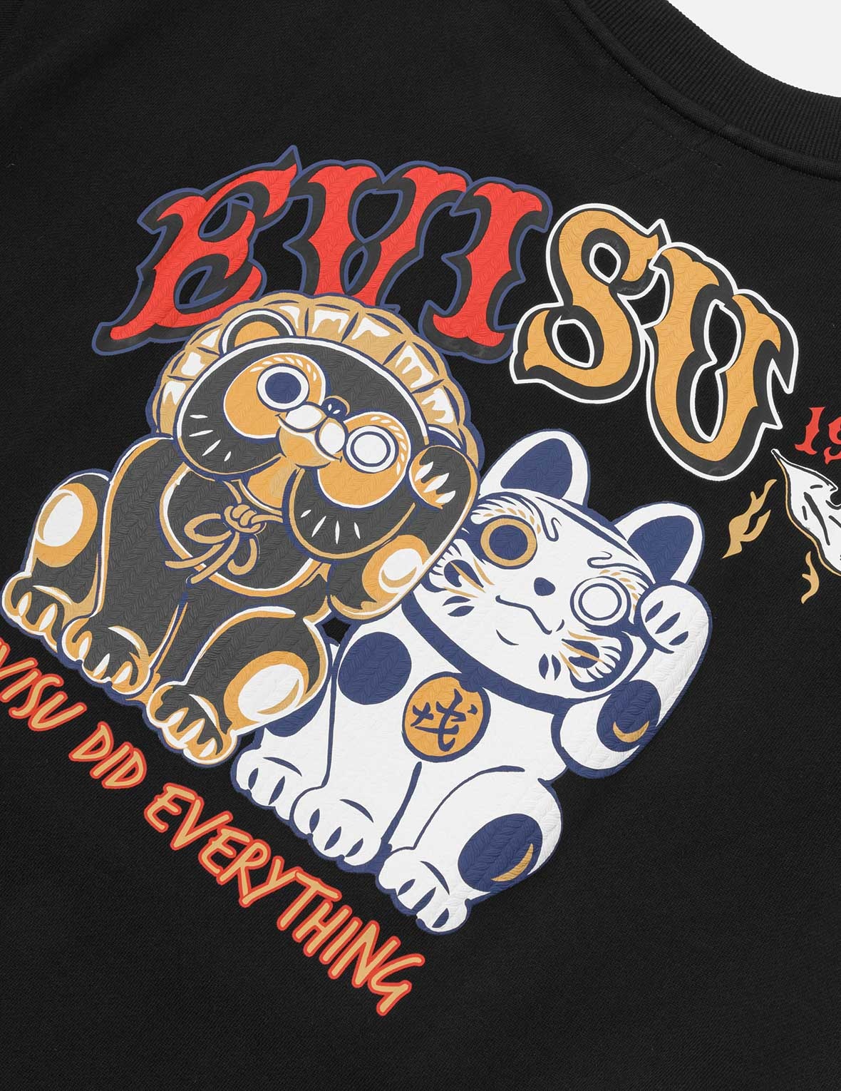 Tanuki amd Fortune Cat Embroidery Relax Fit Sweatshirt - 8