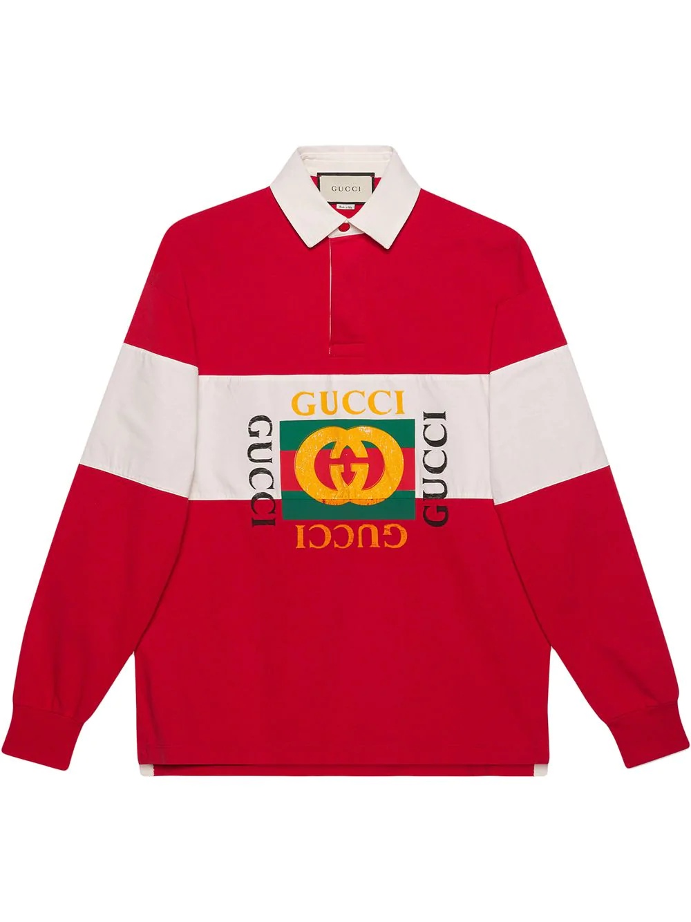 Oversize cotton polo with Gucci logo - 1