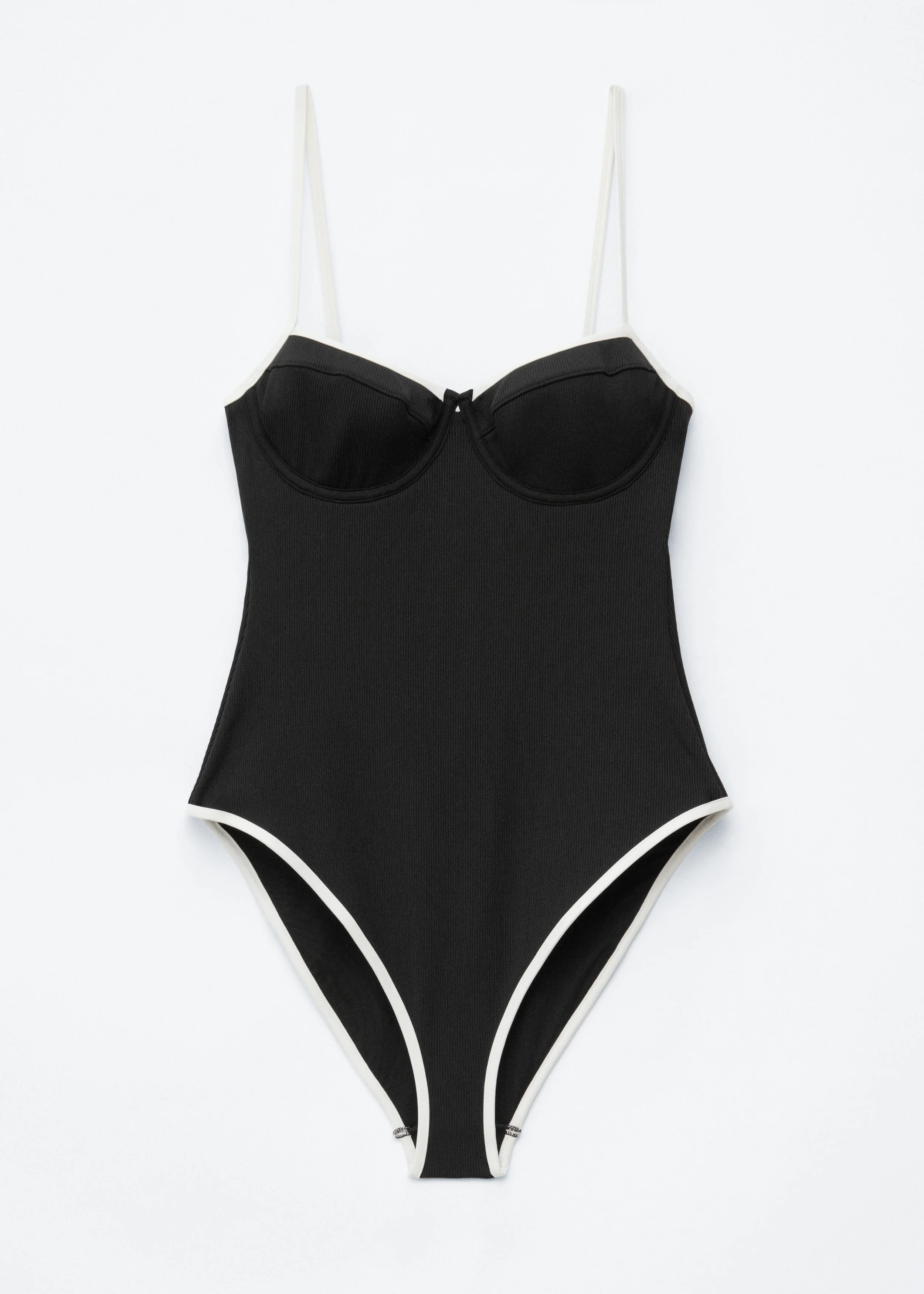 Contrast-Trim Rib Swimsuit - 1