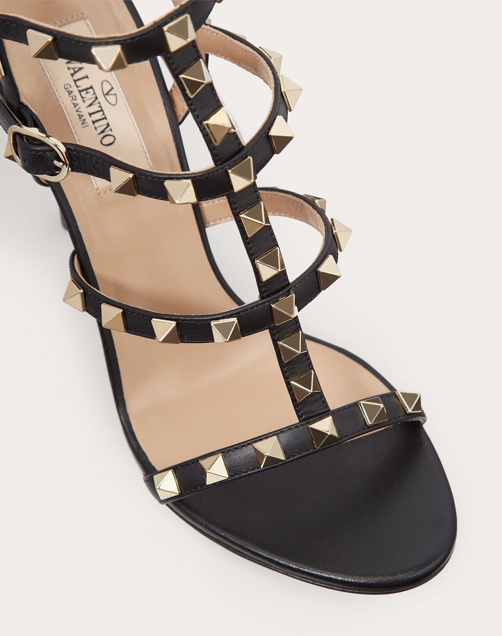 Rockstud Calfskin Ankle Strap Sandal 100 mm - 5