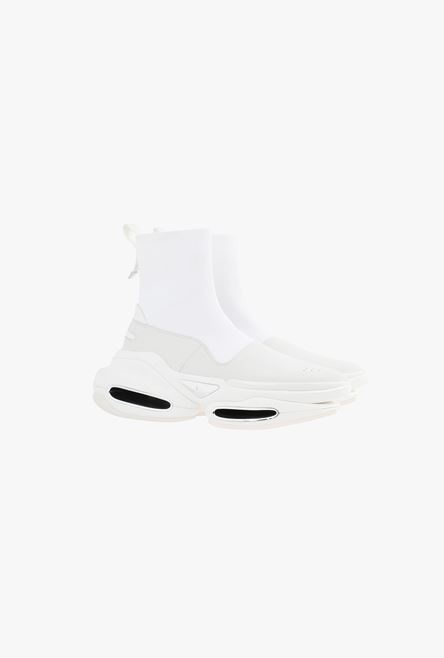 White suede and knit B-Bold sneakers with straps - 2