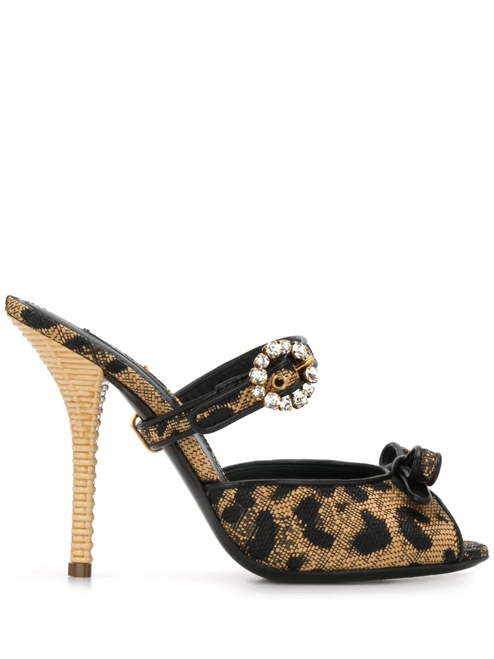 leopard-print buckled mules - 1