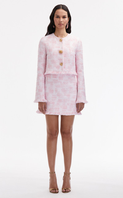 Oscar de la Renta Textured Tweed Mini Skirt light pink outlook