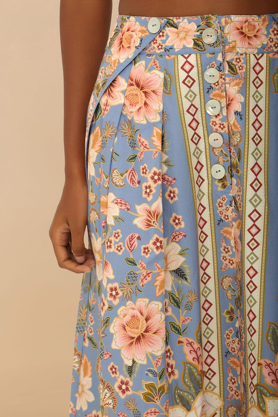 Blue Superbloom Tapestry Buttoned Maxi Skirt - 5
