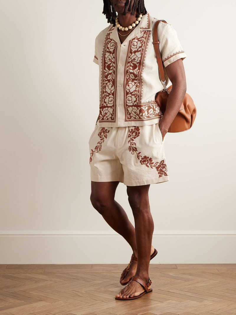 BODE Straight-Leg Embroidered Cotton-Canvas Shorts outlook