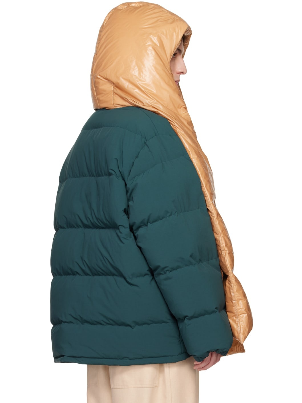 Jil Sander SSENSE Exclusive Beige Hood Down Scarf | REVERSIBLE