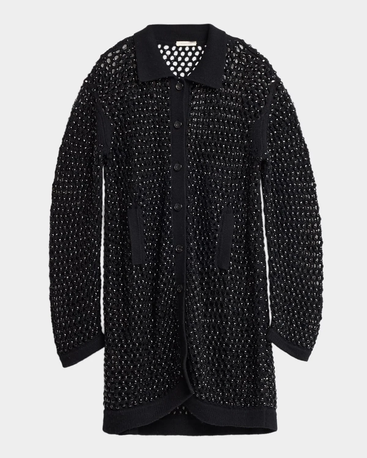 Embellished Open Knit Cardigan Coat - 1