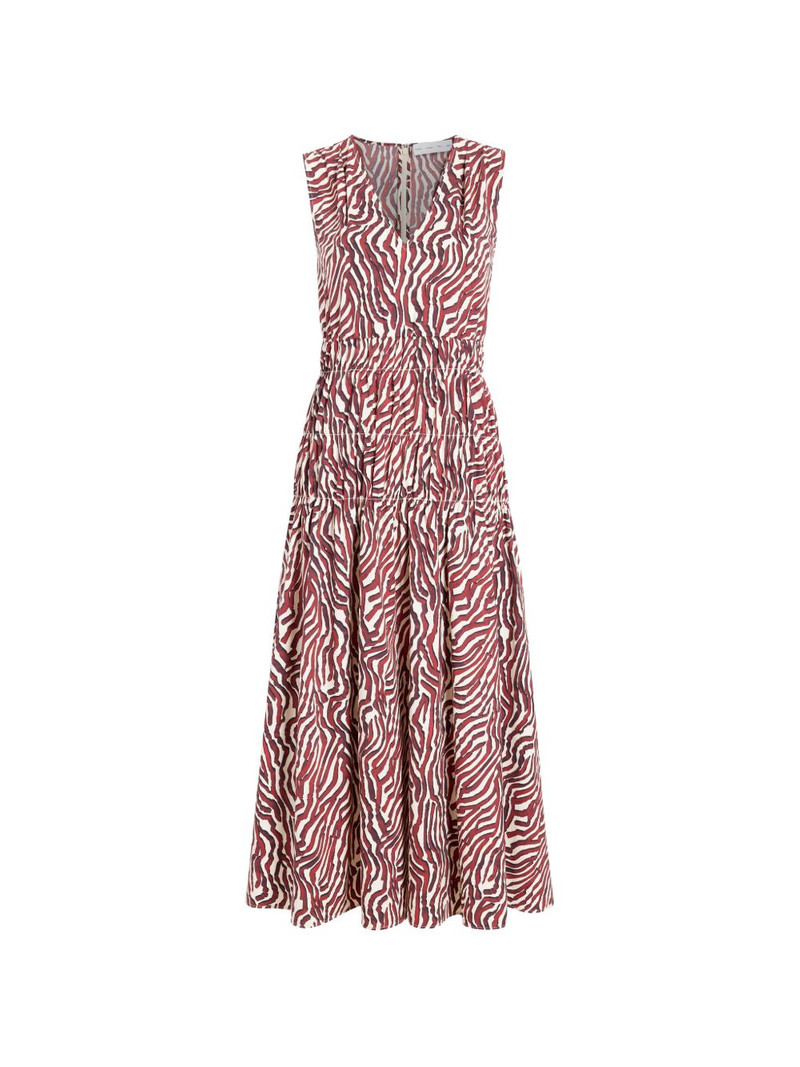 zebra-print smocked midi dress 1