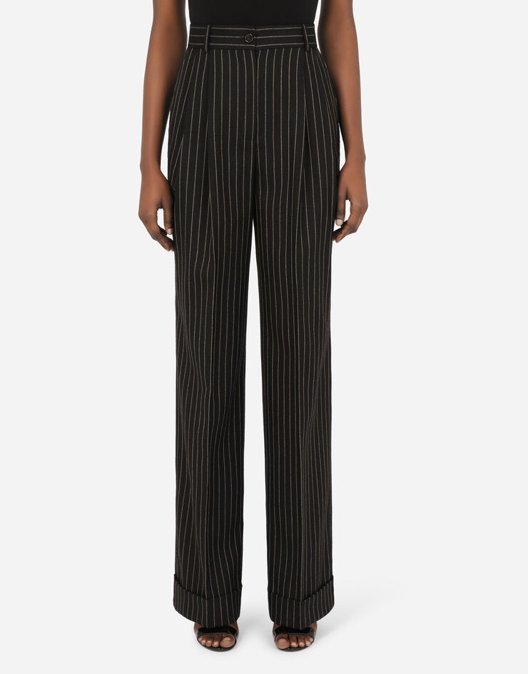 Flared pinstripe woolen pants - 1