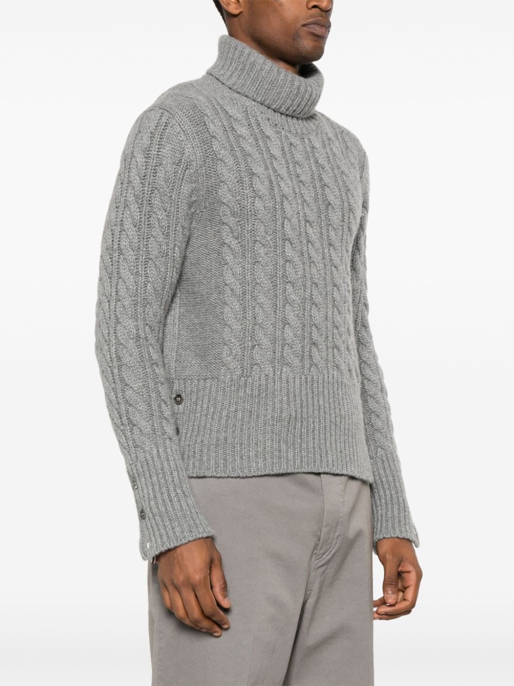 roll-neck cable-knit jumper - 3