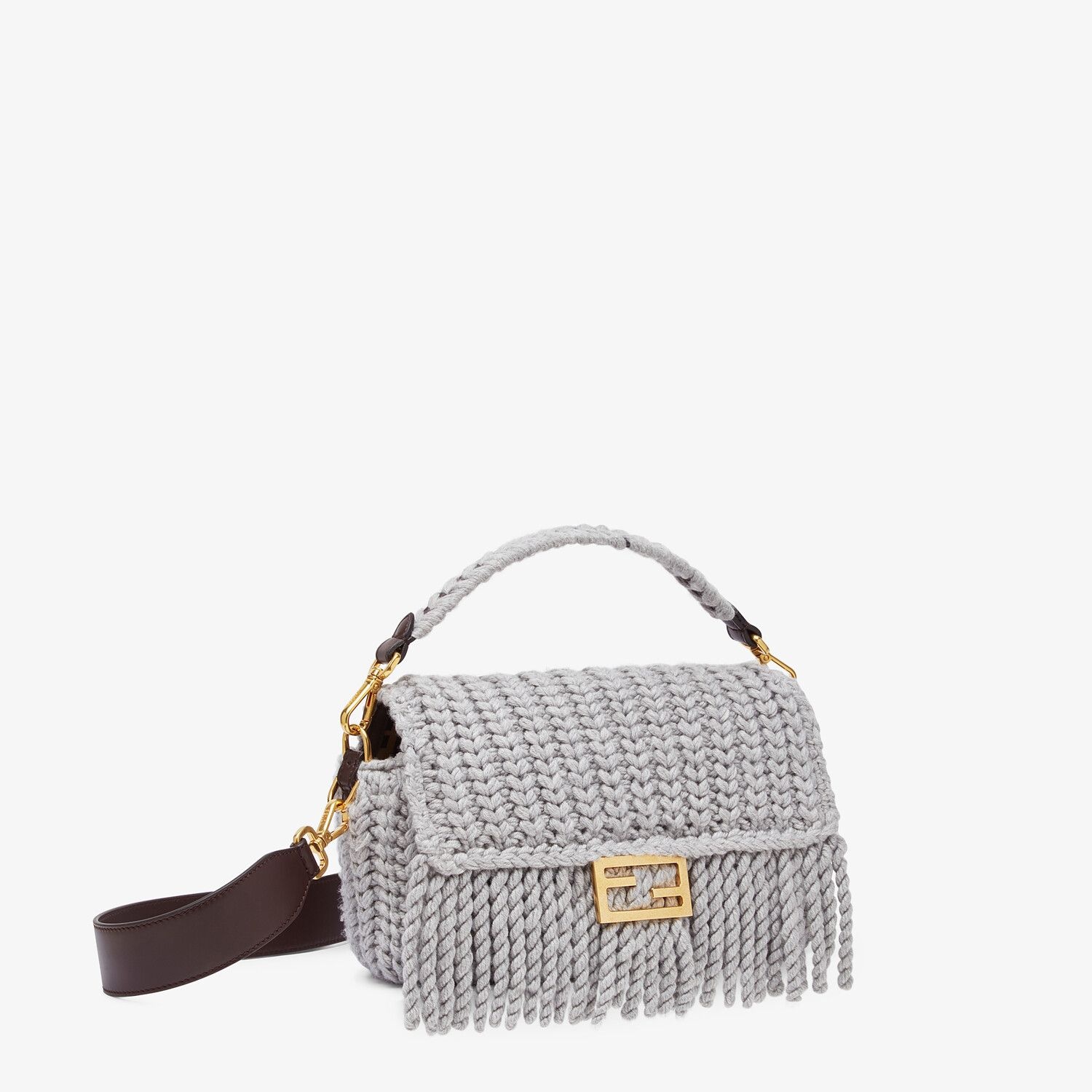 Gray wool bag with fringes - 2