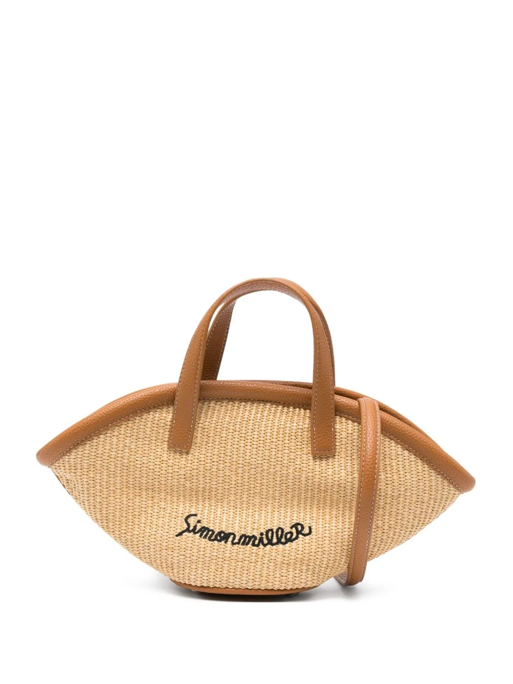 raffia leather-trimmed tote bag - 1