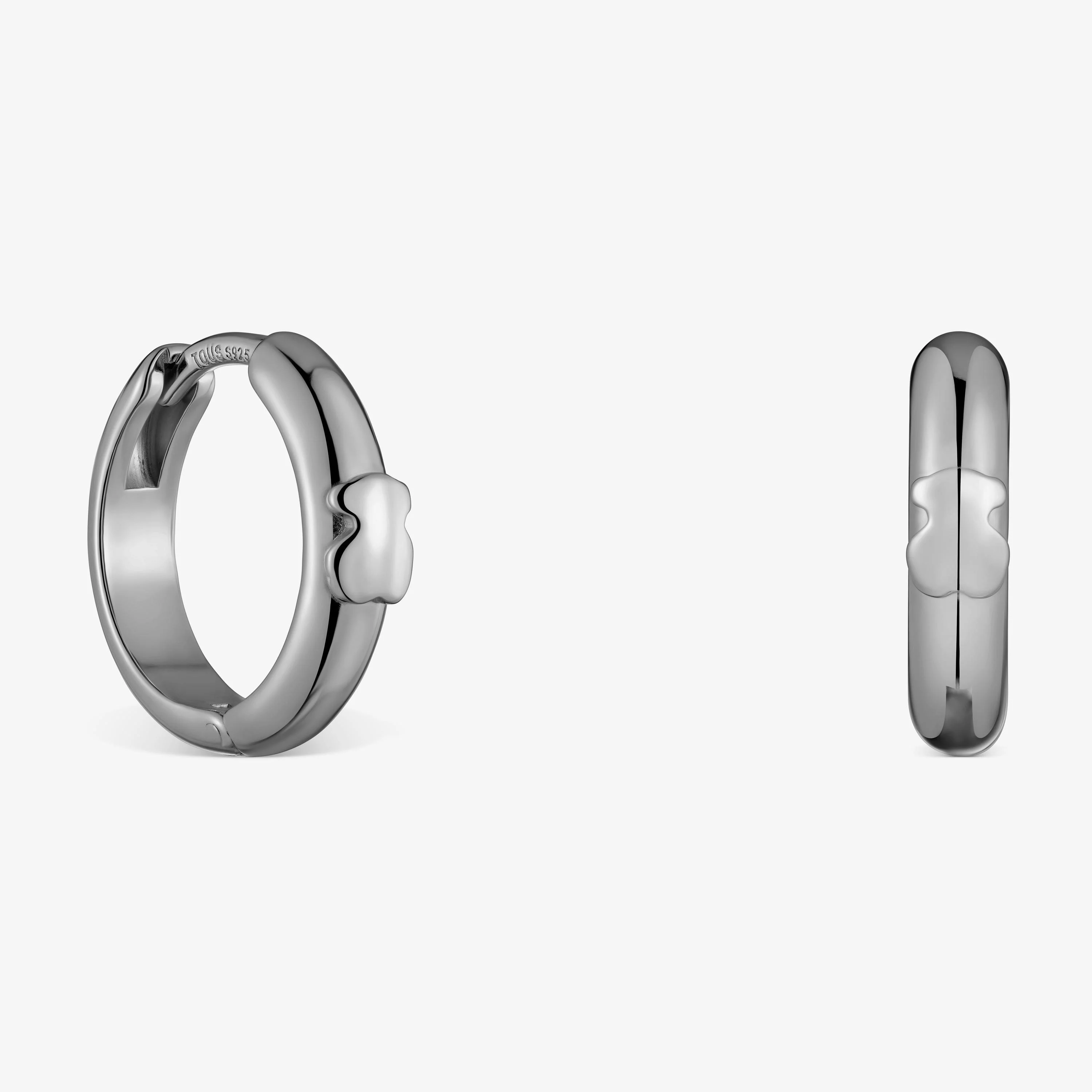 12 mm dark silver Hoop earrings with bear TOUS Basics - 1