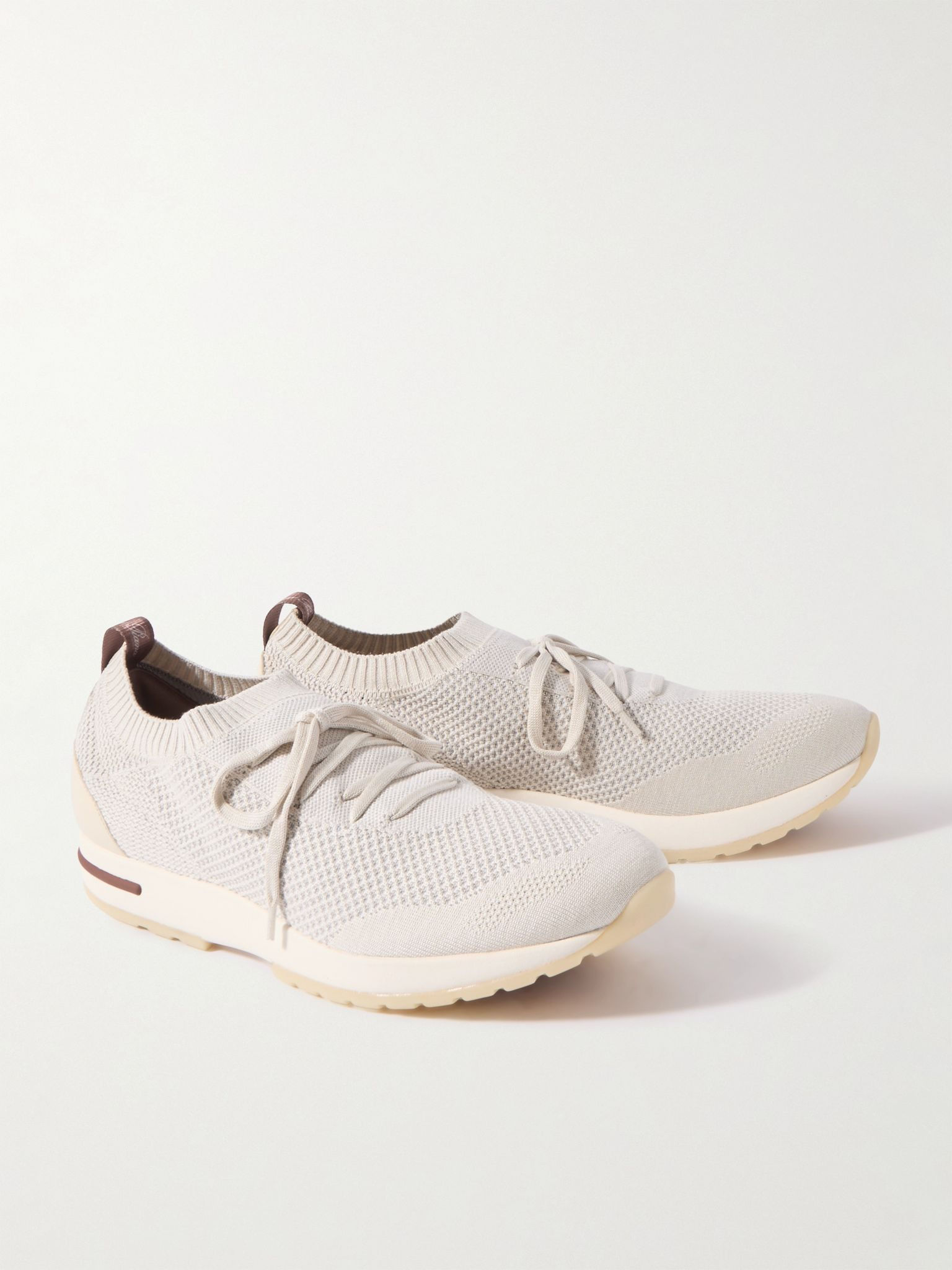 360 Flexy Leather-Trimmed Knitted Wish® Wool Sneakers Gray - 4