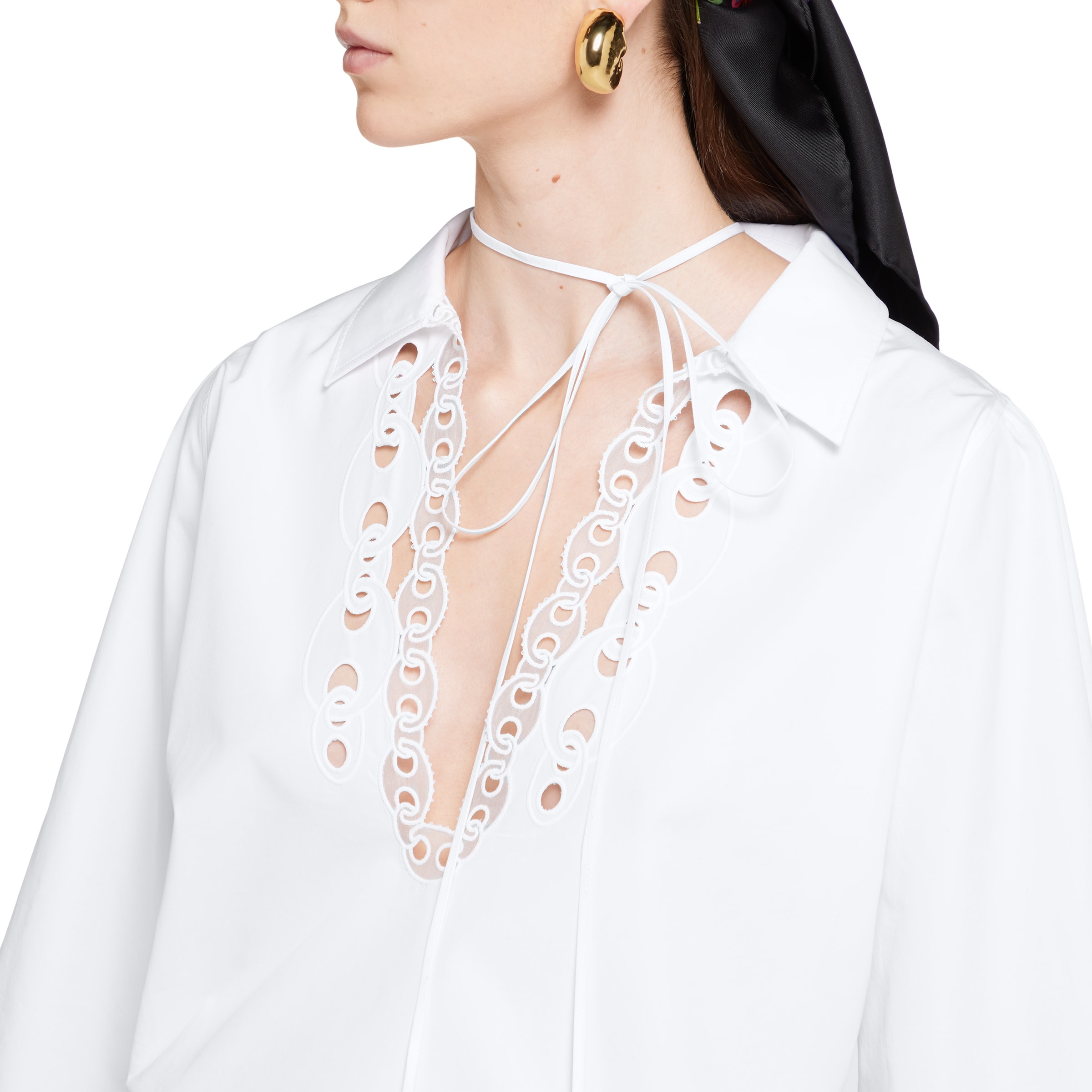 Cotton poplin shirt with embroidery - 5