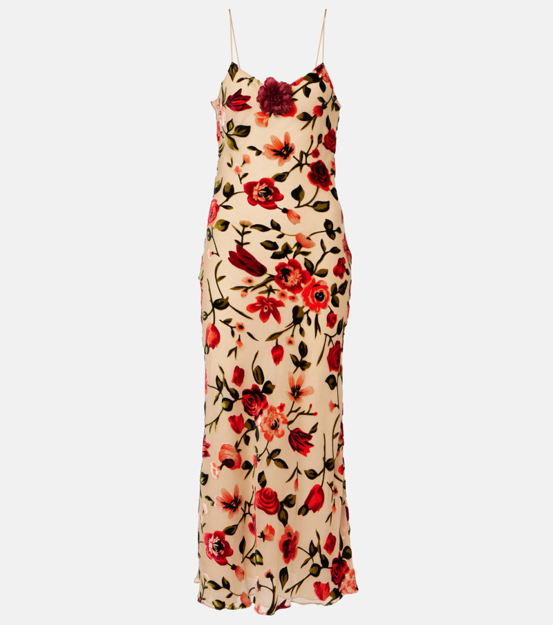 Sheer floral velvet devoré slip dress 1
