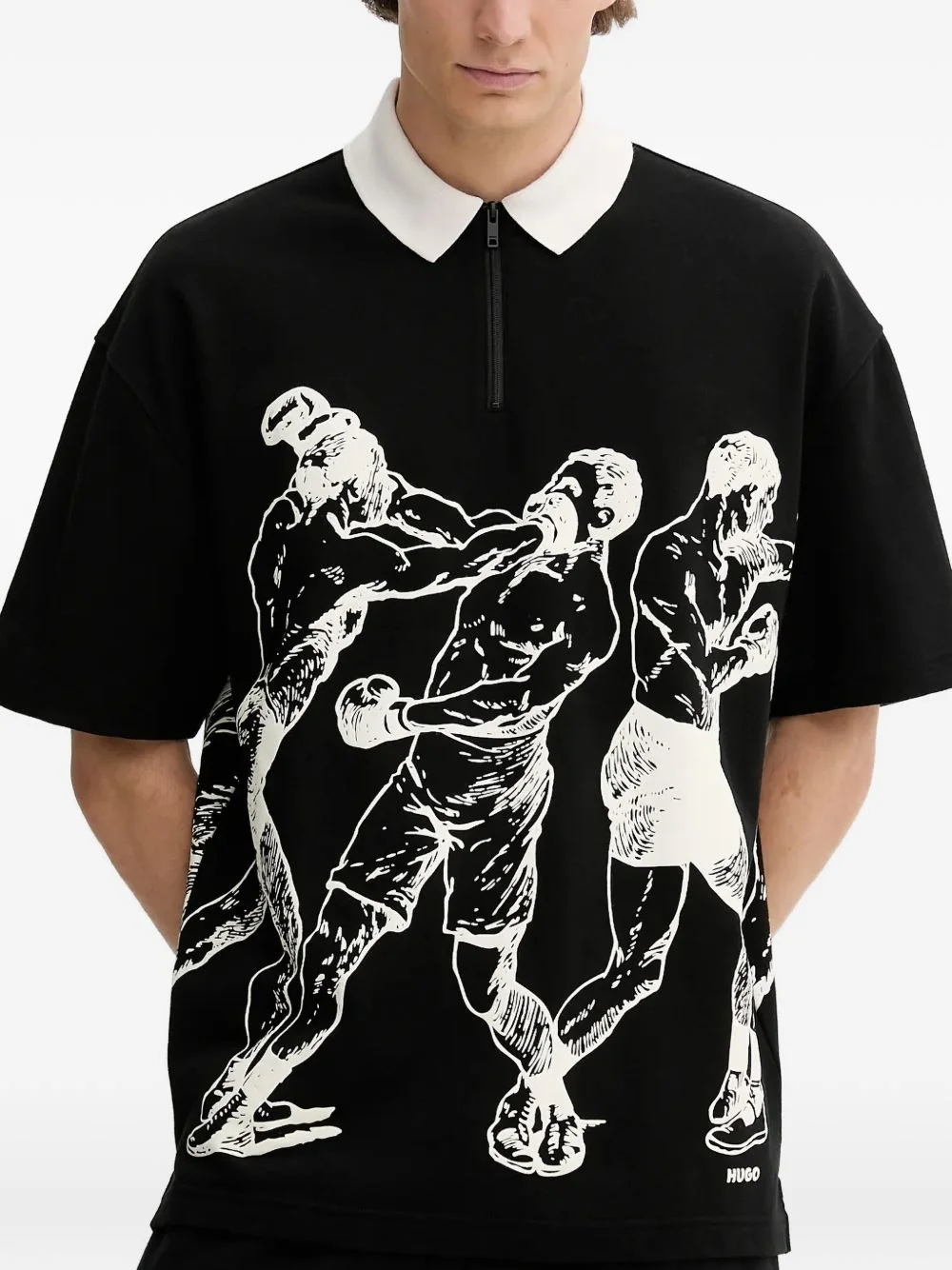 graphic-print zip polo shirt - 1