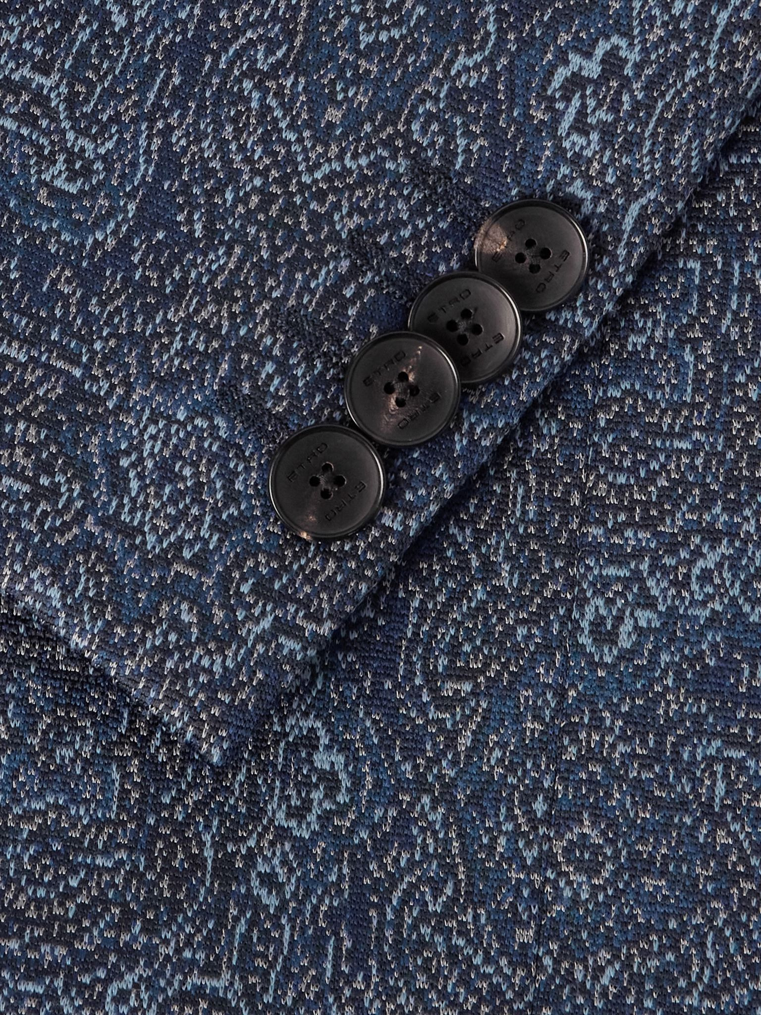 Roma Slim-Fit Jacquard Blazer Blue - 4