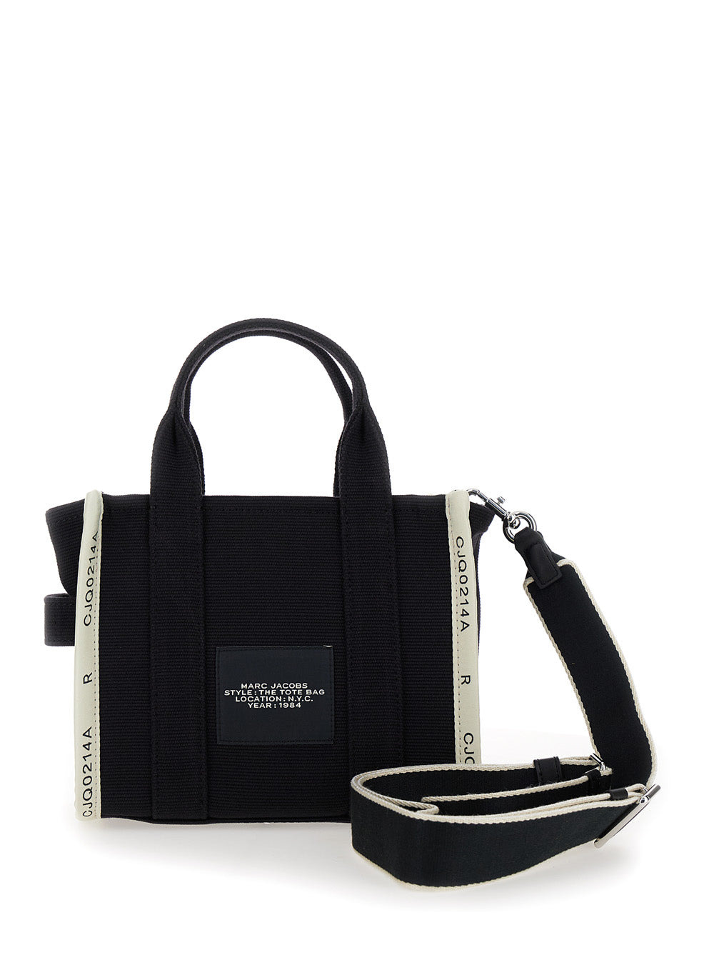Marc Jacobs Women 'The Small Tote' Black Handbag With Jacquard Logo In Cotton Blend Canvas Woman - 4