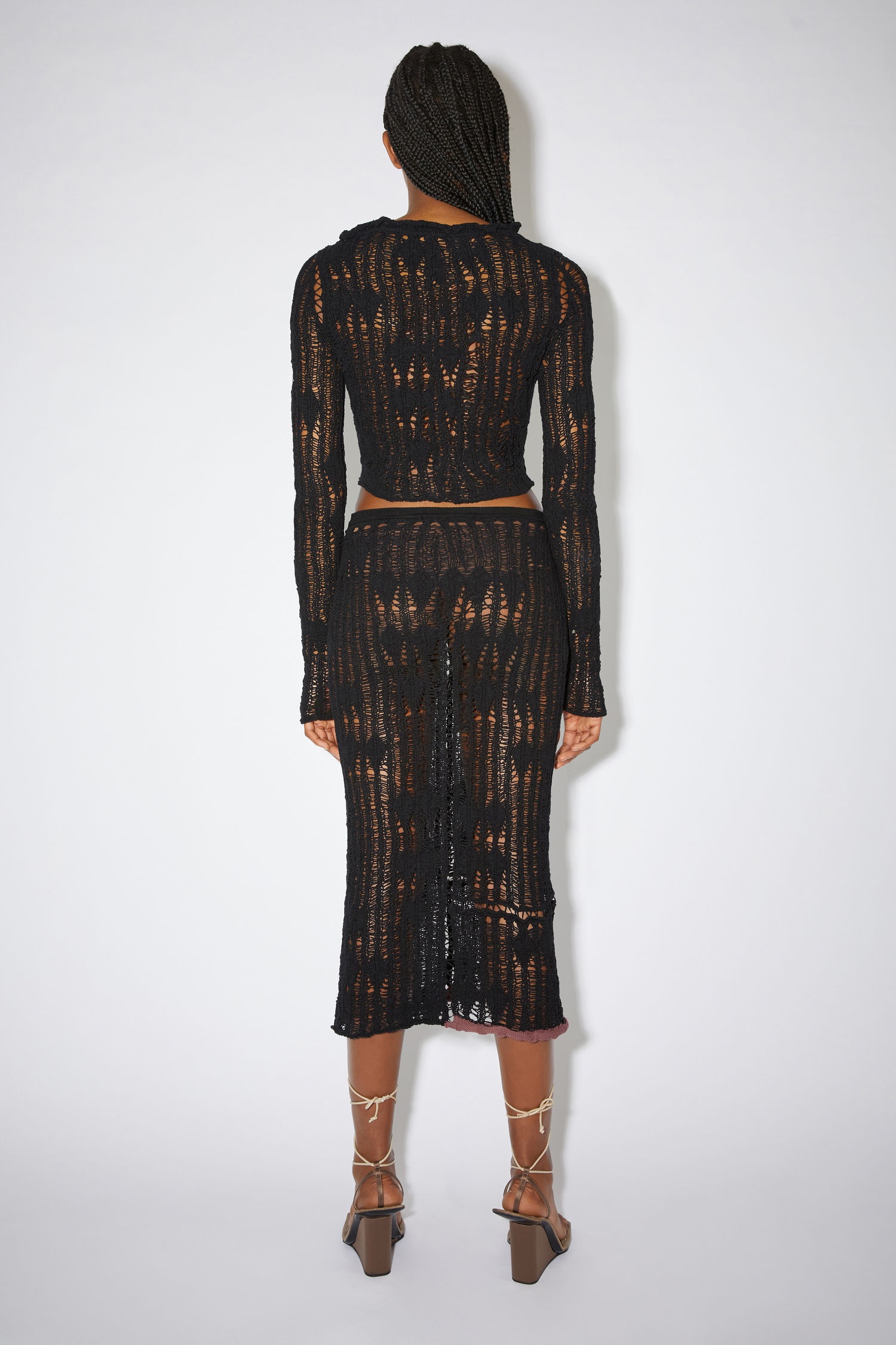 Ladder knit skirt - Black - 3