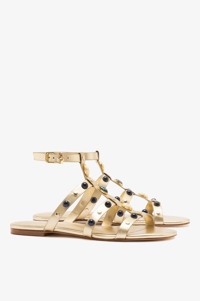 Amalfi Flat Sandal Platina Leather 3