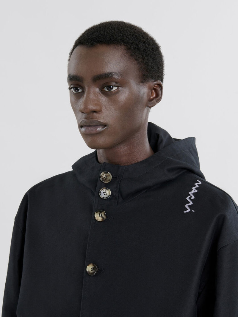 BLACK GABARDINE HOODED JACKET 4