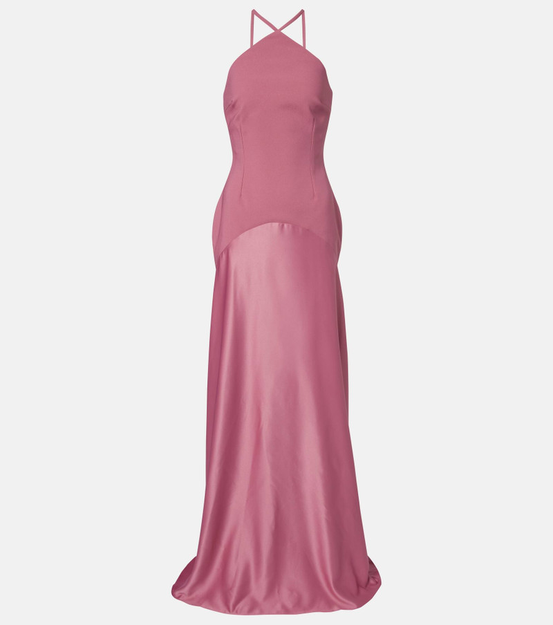 Florie satin-trimmed halterneck gown 1