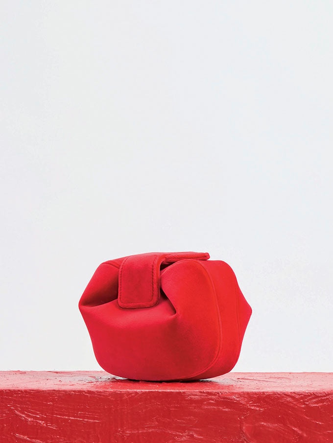 Soft Demi Clutch in Scarlet Red Cotton Velvet - 5