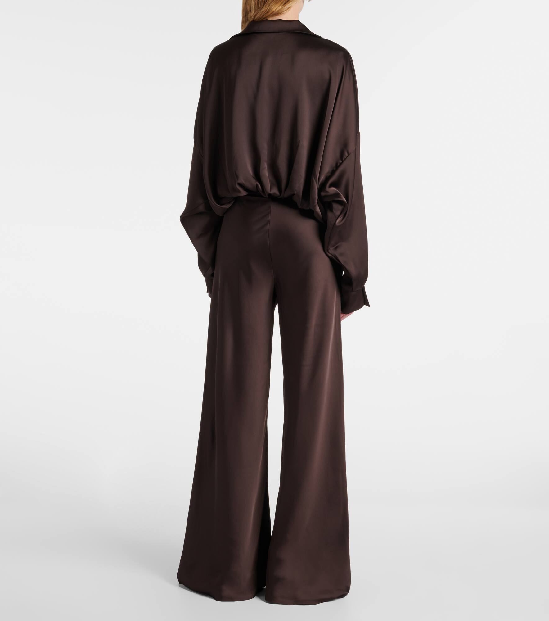 High-rise satin wide-leg pants - 3