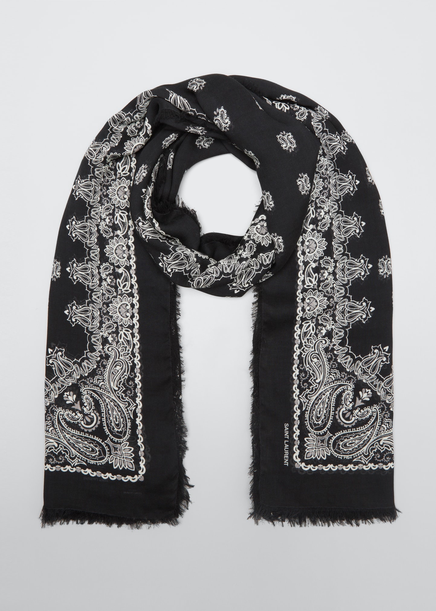 SAINT LAURENT Paisley Cashmere-Blend Bandana Scarf