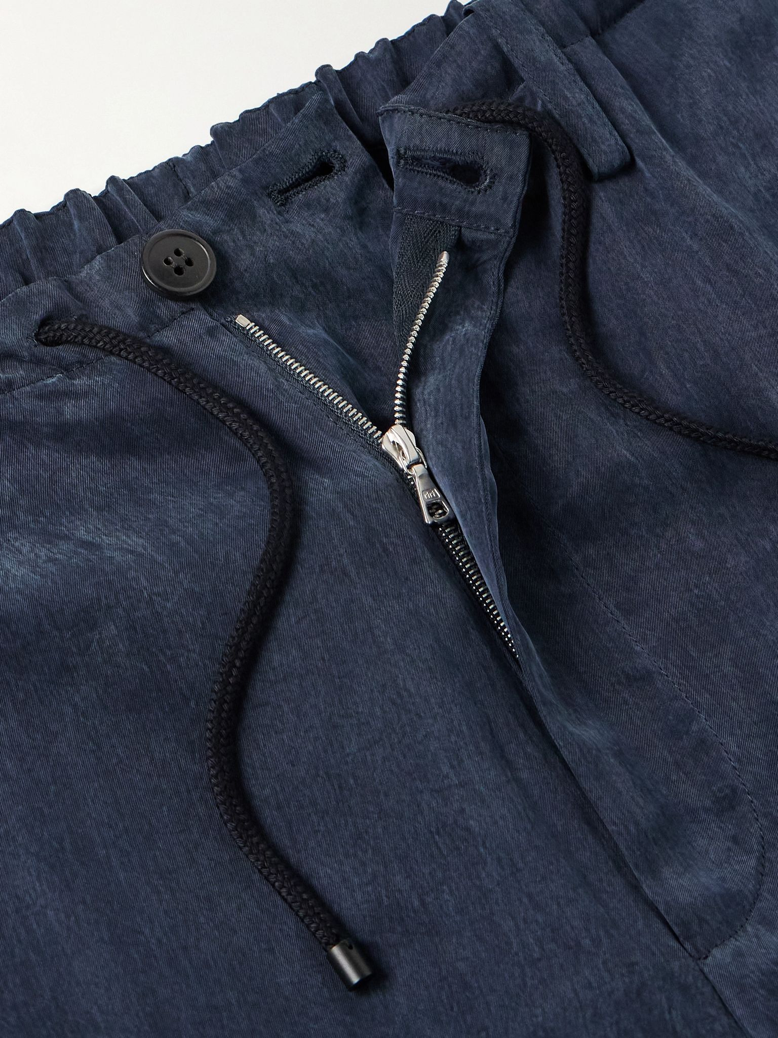 Woven Straight-Leg Drawstring Trousers Navy - 6