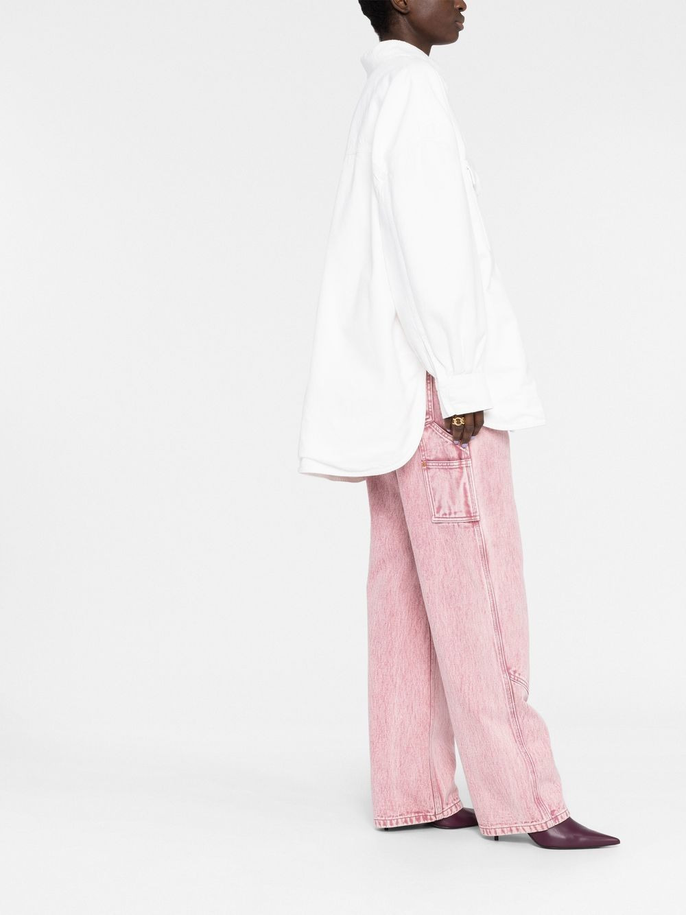 logo-embroidered shirt jacket - 6