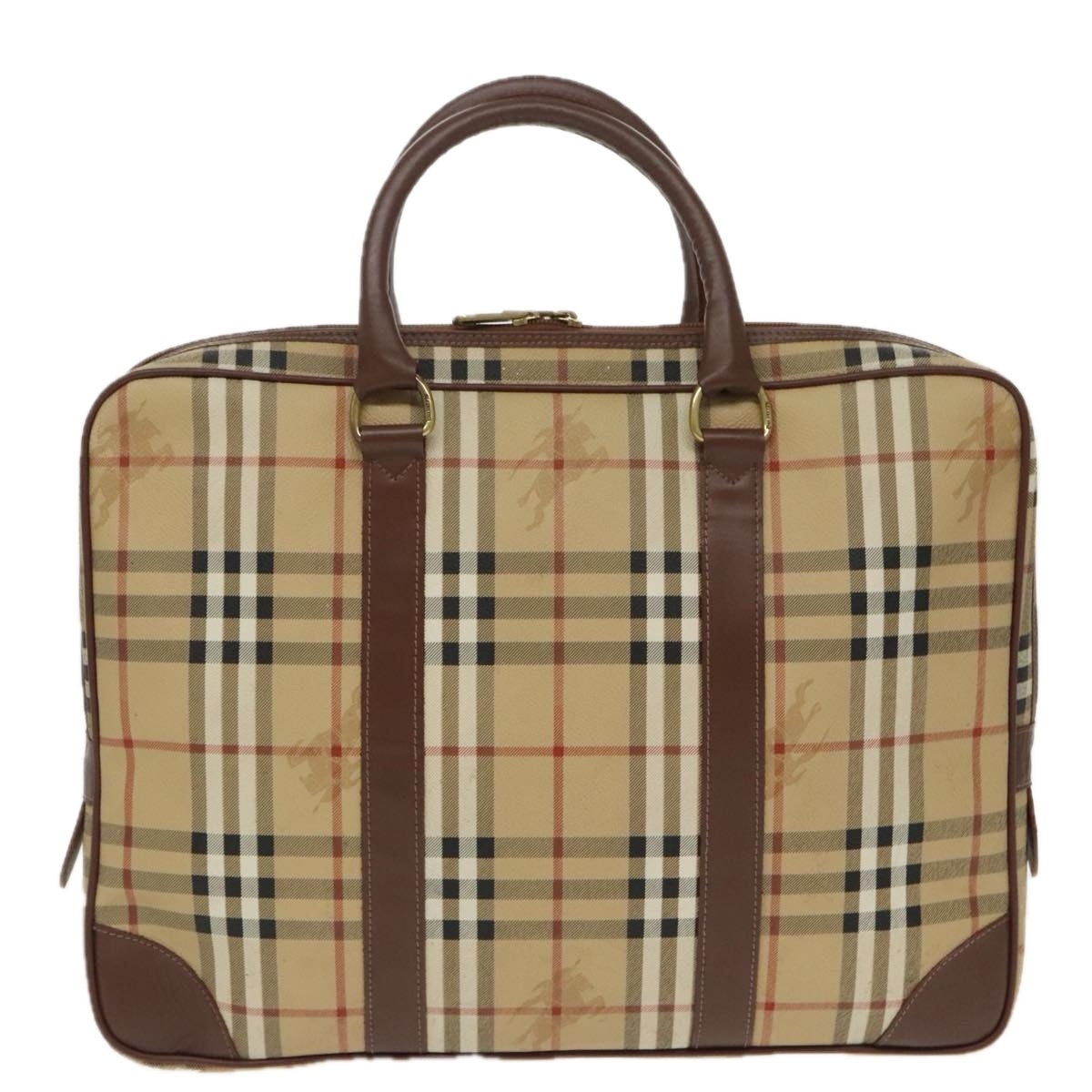 Burberry Nova Check Hand Bag Pvc Beige Gold - 2