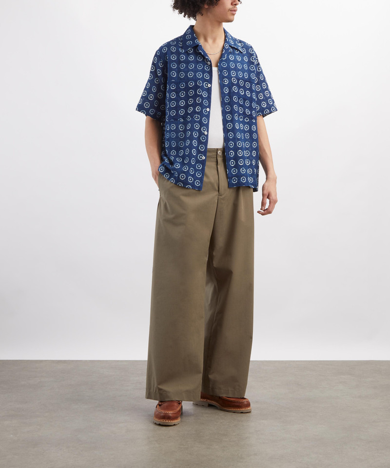 Indigo Block Print Circles Camper Shirt 2